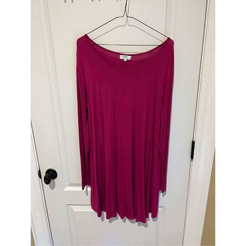 Piko Green Earth Fashion pink long sleeve tunic style dress size L